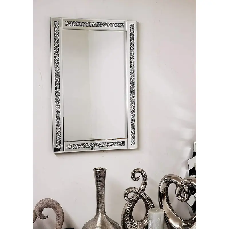Zidan Bargains 60X40Cm Crushed Jewel Wall Mirror Loose Diamante Crystal Rectangular Mirror Room Decoration Ideas 4