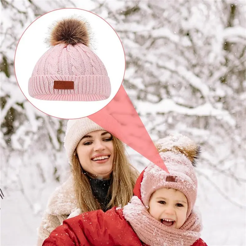 Rumyve Children's Winter Warm Set, 1 Set of 3 Winter Knitted Sets, Gloves, Hats and Scarves, Warm and Flexible, Children's Winter Outdoor Activities Essential 4