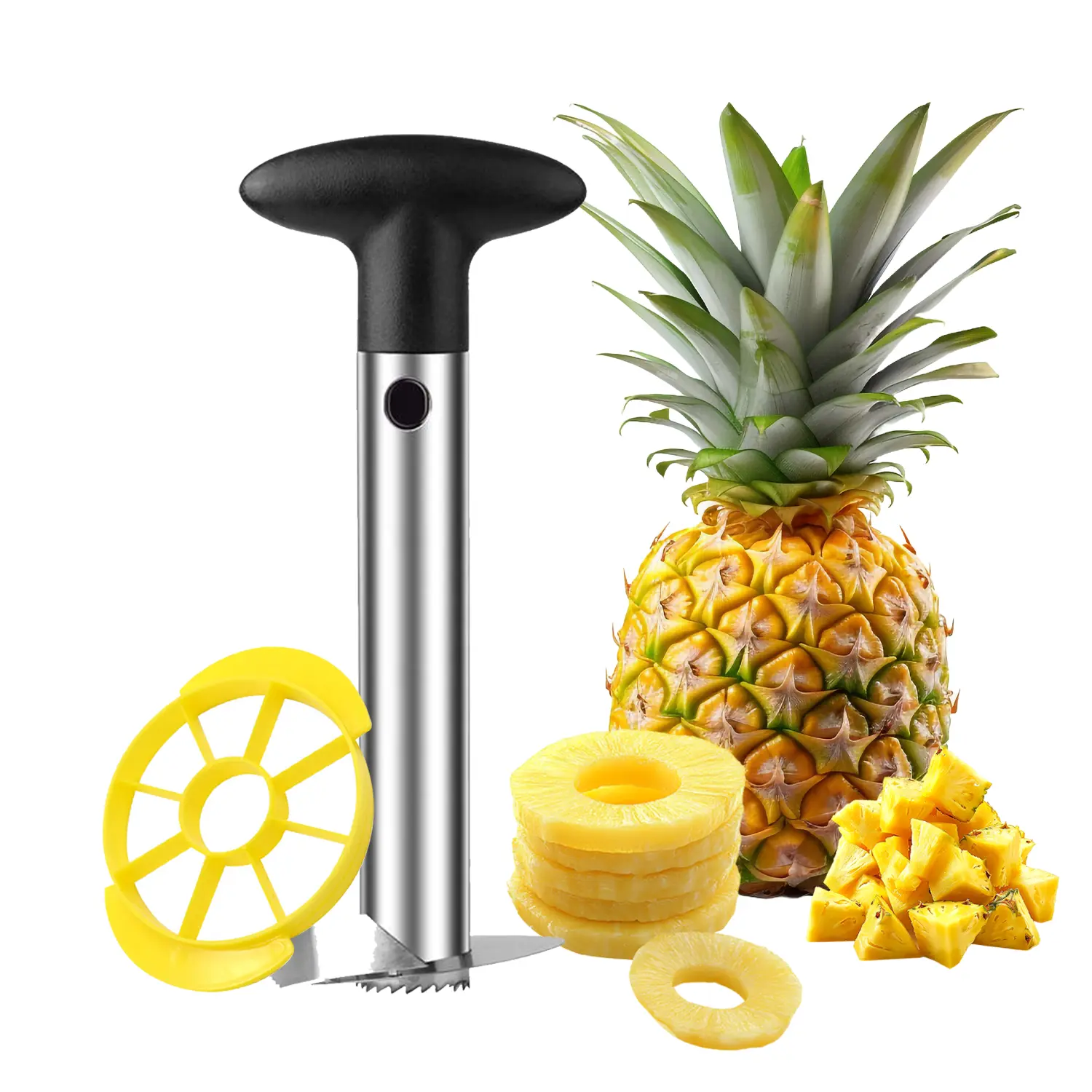 AEX Stainless Steel Pineapple Corer & Slicing Tool for Perfectly Sliced Pineapples Fruit Kitchen Utensils