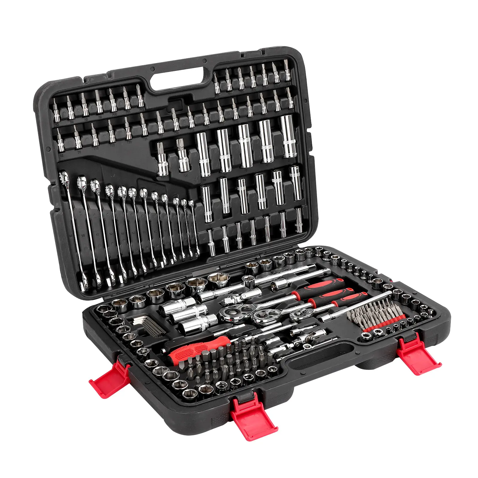 215 Pcs Mechanic Tool Set 1/2" 1/4" 3/8" with Ratchet Wrench Sockets Spanners Bits Set Hex Key Repair Spanners Auto Repair Tool Kit for Car Repair