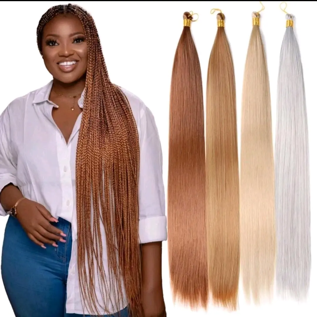 4 packs Bone Straight Braiding Hair 26 inch 150g Synthetic Smooth Braid Hair Bundles Heat Resistant Hair Bulk Extensions Silky Bone Straight Braiding