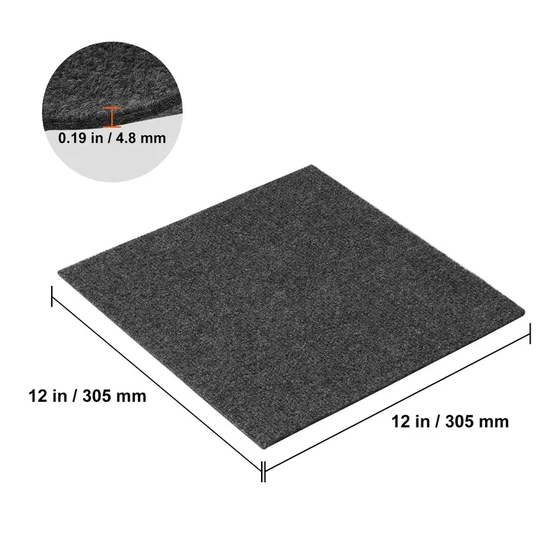 VEVOR Carpet Tiles Peel and Stick, 12” x 12” Squares Self Adhesive Carpet Floor Tile, Soft Padded Carpet Tiles, Easy Install DIY for Bedroom Living Room Indoor Outdoor (12 Tiles, Dark Gray) 7