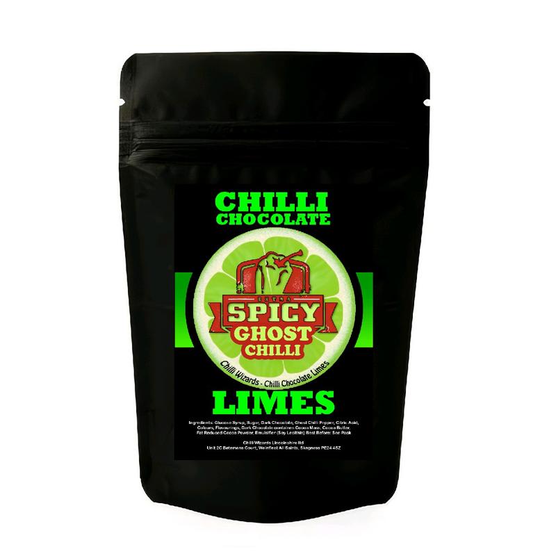 Ghost Pepper Chilli Chocolate Limes Medium Heat with chilli chocolate centre 100g Snack Shell Bite Crispy 1