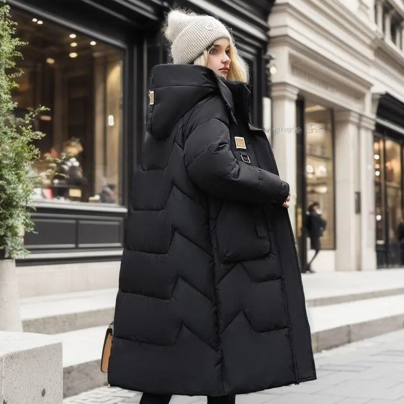 winter new detachable cap padded women's mid-length over the knee thickened down padded women's coat, limited time discount