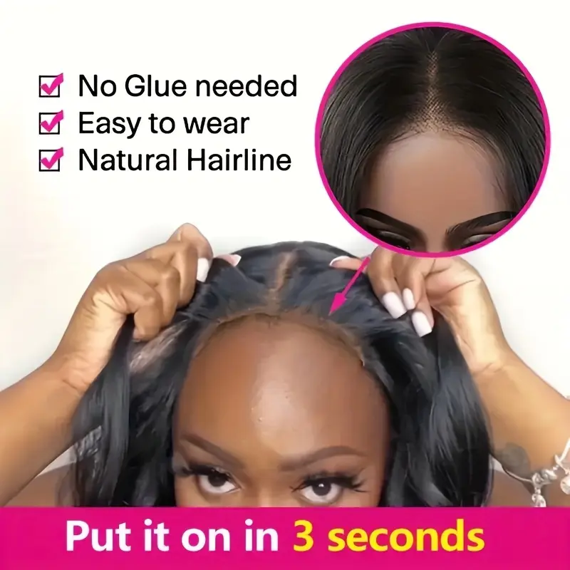 Wear And Go Glueless Wigs Human Hair Pre Plucked Pre Cut 4X4 HD Lace Front Wigs Human Hair Straight Human Hair Lace Front Wigs For Women 150%Density 6