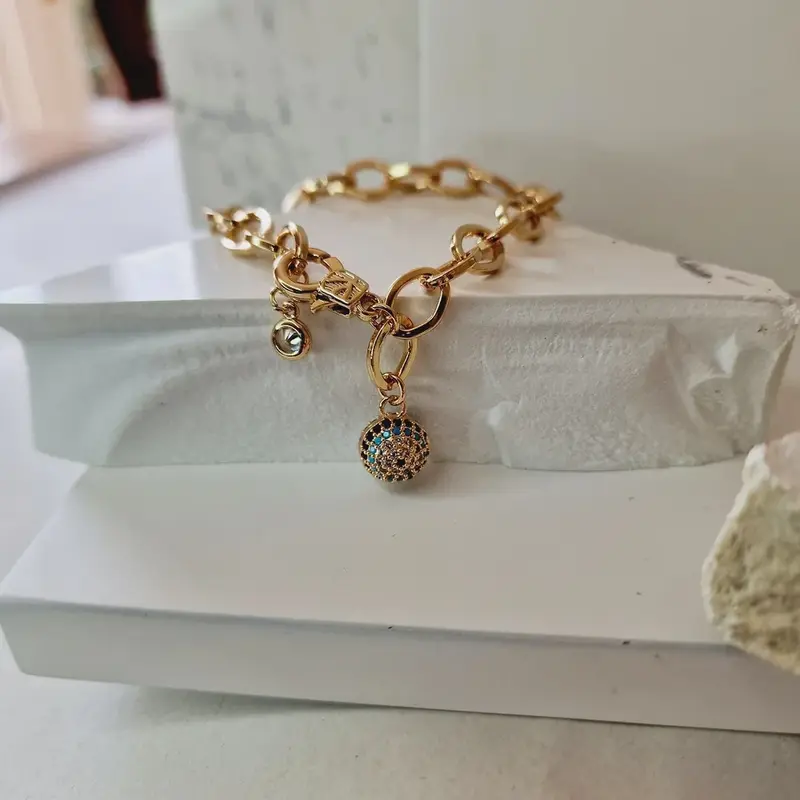 Samara Gold Crystal Evil Eye Bracelet | Gold Plated 1