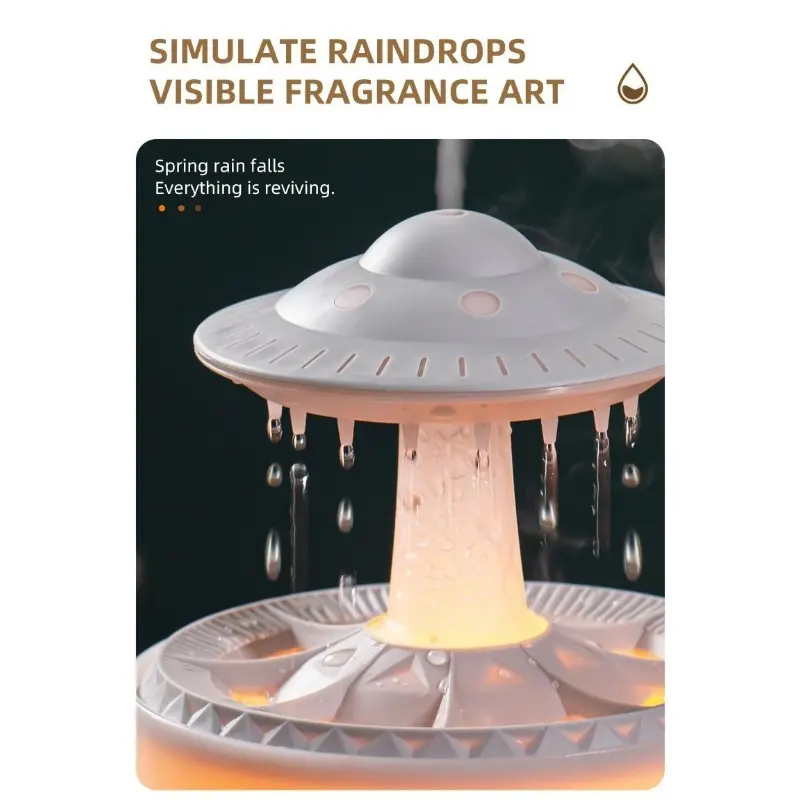 1pc Relaxing Raindrop Aromatherapy Essential Oil Diffuser Machine - LED Lighted, Dense Fog Humidification, Whisper Quiet, Auto Shut-Off, Compact Design - Perfect for Home, Office, Yoga, Meditation, and Spa Decor 8