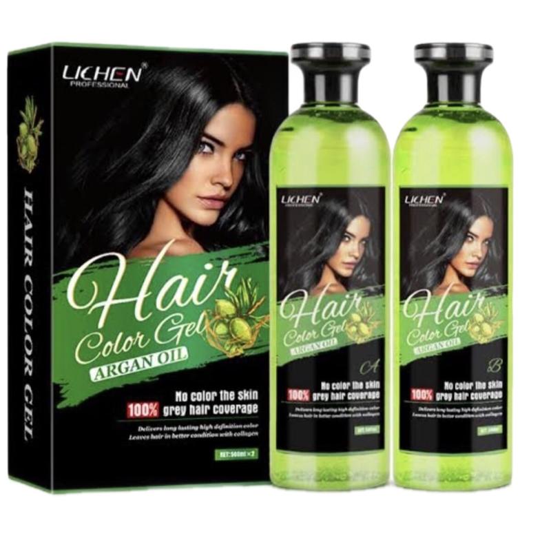 Lichen Professional Hair Color Gel LARGE SIZE NATURAL BLACK 500ml Hair Dye - Beard Color 1