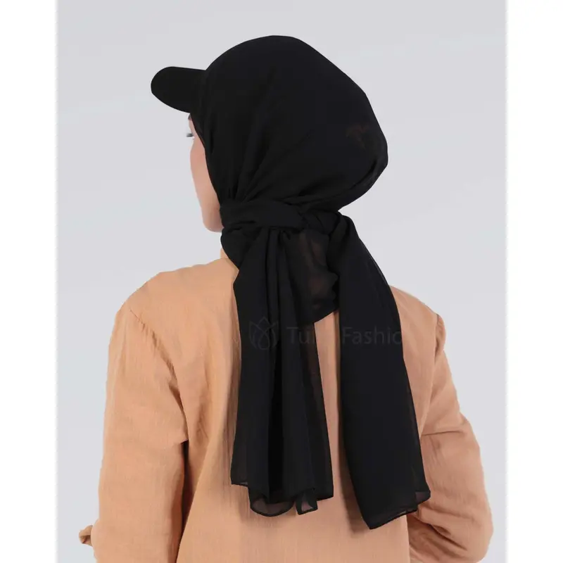 Hijab - Instant chiffon cap - Black 4