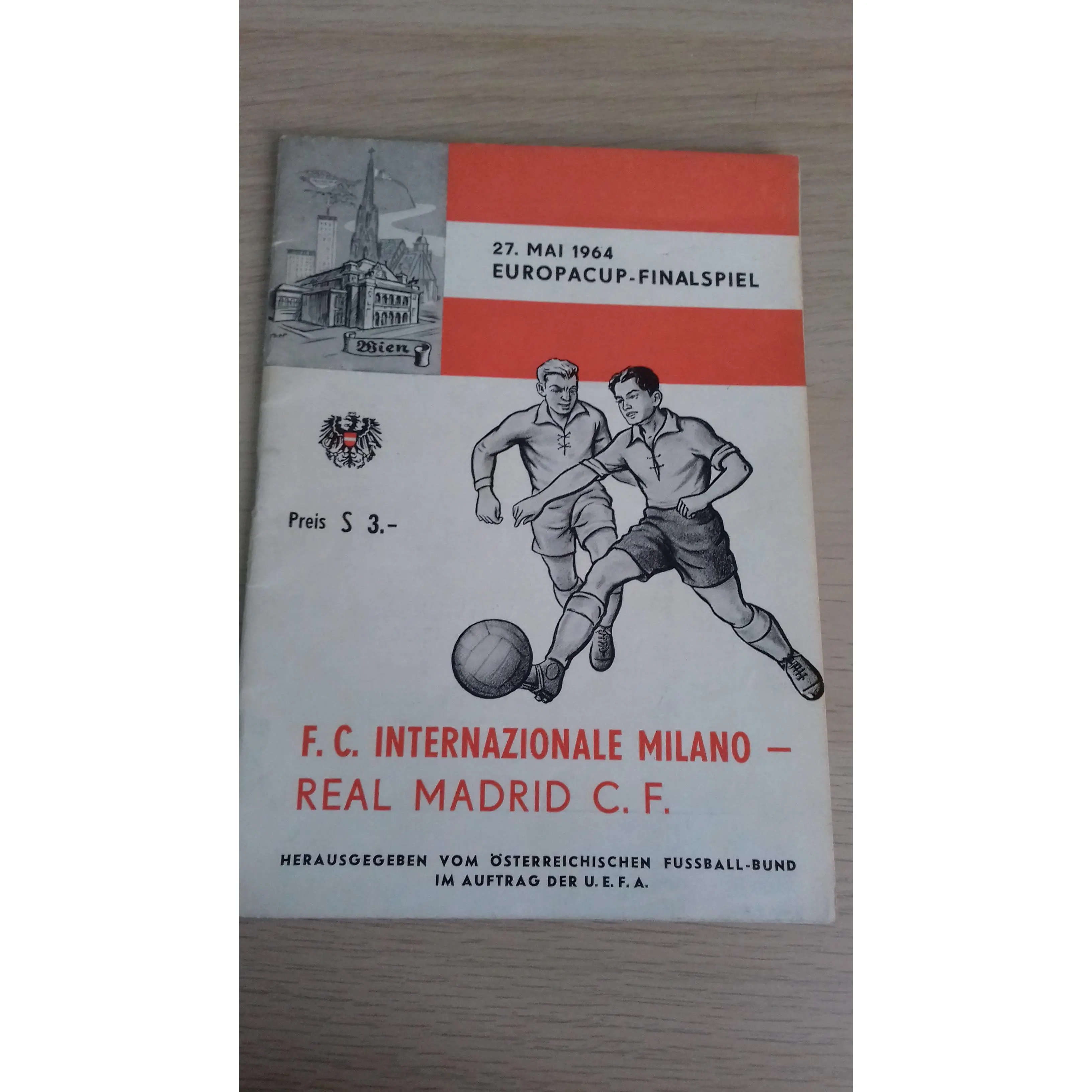 Inter Milan v Real Madrid European Cup Final Programme 27th May 1964 In Vienna