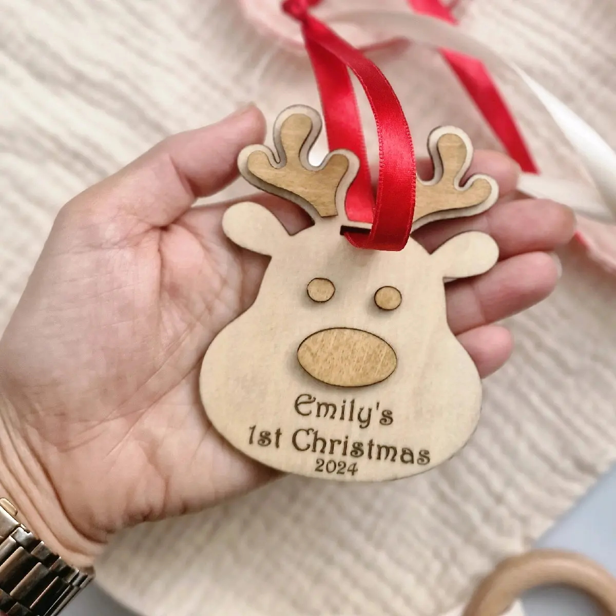 Personalised Stocking  first Christmas Names for Xmas Tree and Presents - Festive Gifts