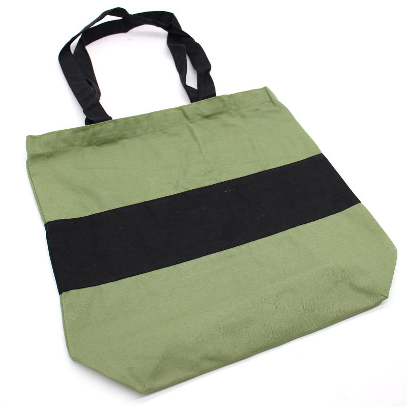 Eco Cotton Bags - Two Tone Cotton Bag - 38x42x12cm - Green & Black 2