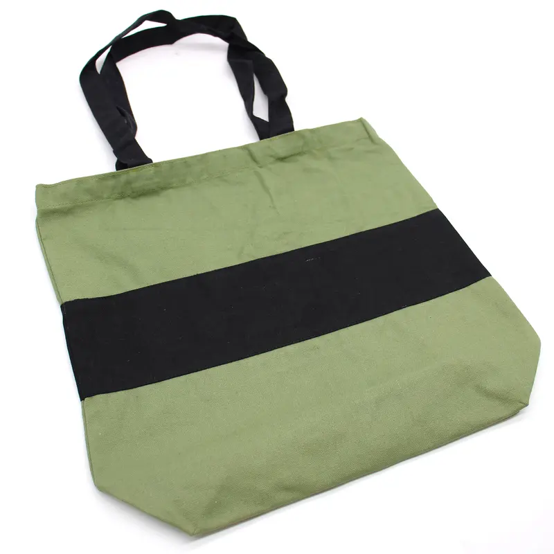 Eco Cotton Bags - Two Tone Cotton Bag - 38x42x12cm - Green & Black 2
