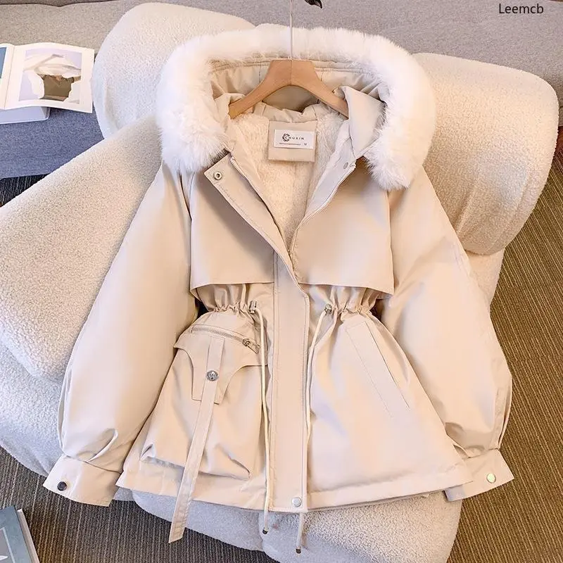 Down Cotton Dress Women's Short Large Fur Collar Style Overcoming Slim Waist Fashion Casual Coat 3
