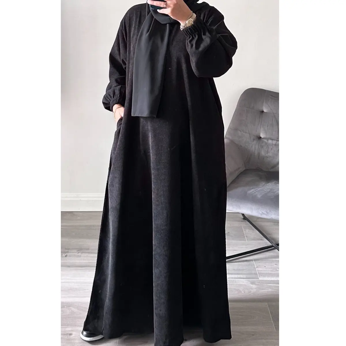 WINTER RIBBED/CORDUROY ABAYAS WITH TWO POCKETS
