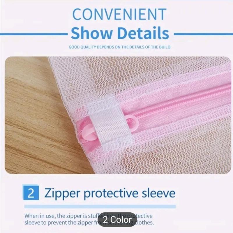 2pcs Laundry Bag Set, Thick Mesh Storage Bag, Protective Washing Bag, Polyester Mesh Zipper Bag - Handheld, Accessories Cloth laundry  set bra  washing 7