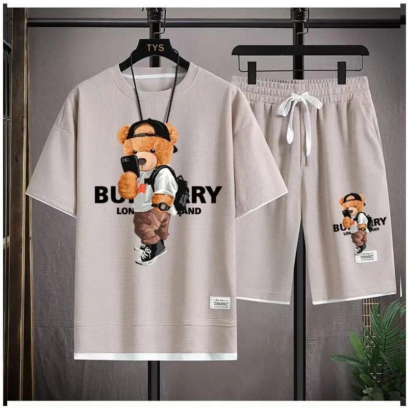 Hip Hop Summer Streetwear cat Graphic Luxury Short Sets Men Designer Clothes Oversized Unisex Tshirt Shorts Brand Outfit beach 2