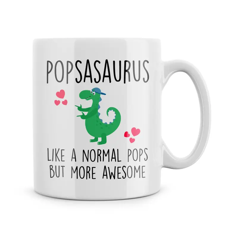 Rib Ticklerz - Pops Gifts Funny Mug For Pops Popsasaurus Like A Normal Pops But More Awesome Pops Birthday Gift Father's Day Dad Pops Present Dad Father Cup Drinkware 0