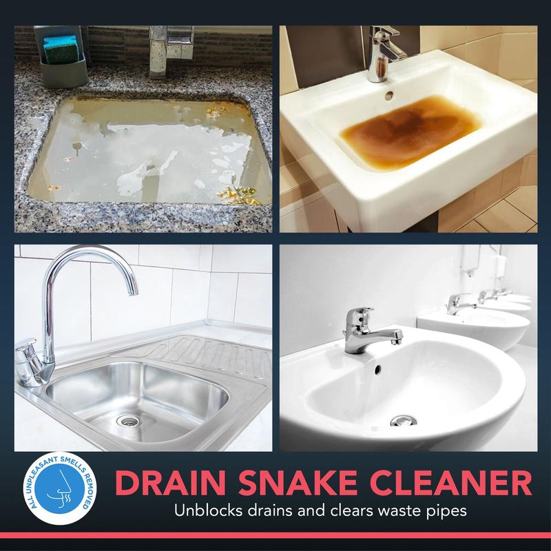 2pk Flexible Drain Unblocking Rods 1M Long Sink Unblocker Cleaner Snake Tool 6