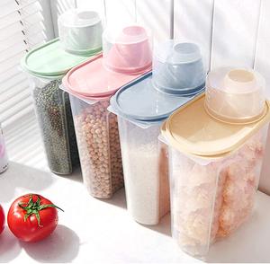 CROWNSHOP 4pc Large Capacity Airtight Dry Food Containers Durable Cereal Storage Tank 1.9L/2.5L food  storage  containers