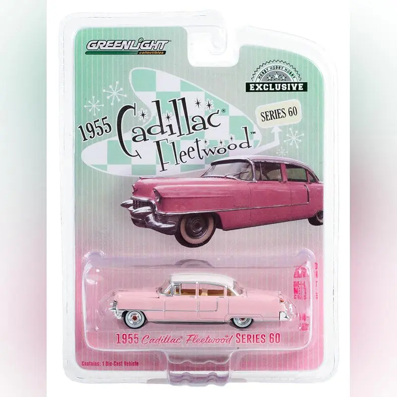 Greenlight 30396 - 1/64 1955 Cadillac Fleetwood Series 60 - Pink with White Roof (Hobby Exclusive)B1-R3 0