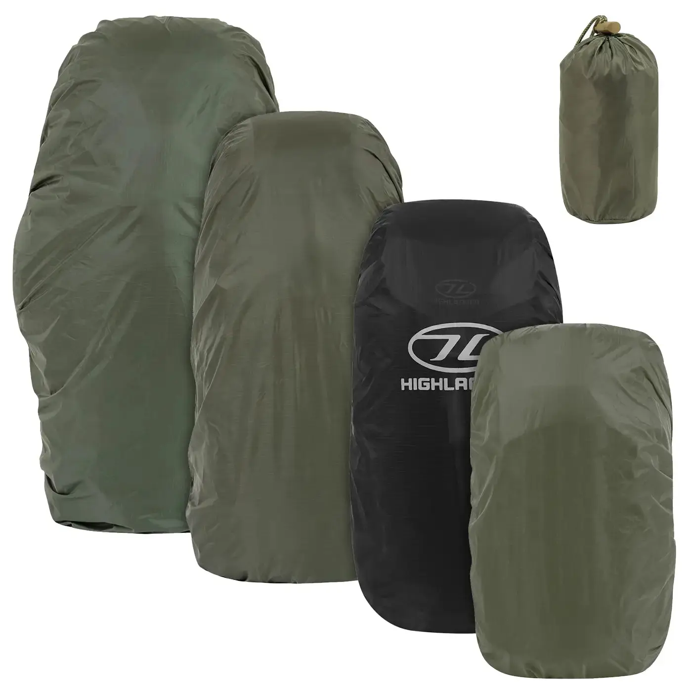 Highlander Waterproof Rucksack Cover: 20L to 90L Sizes  - Lightweight Packable Compact Rain Cover with Storage Pouch for Backpack Daysack