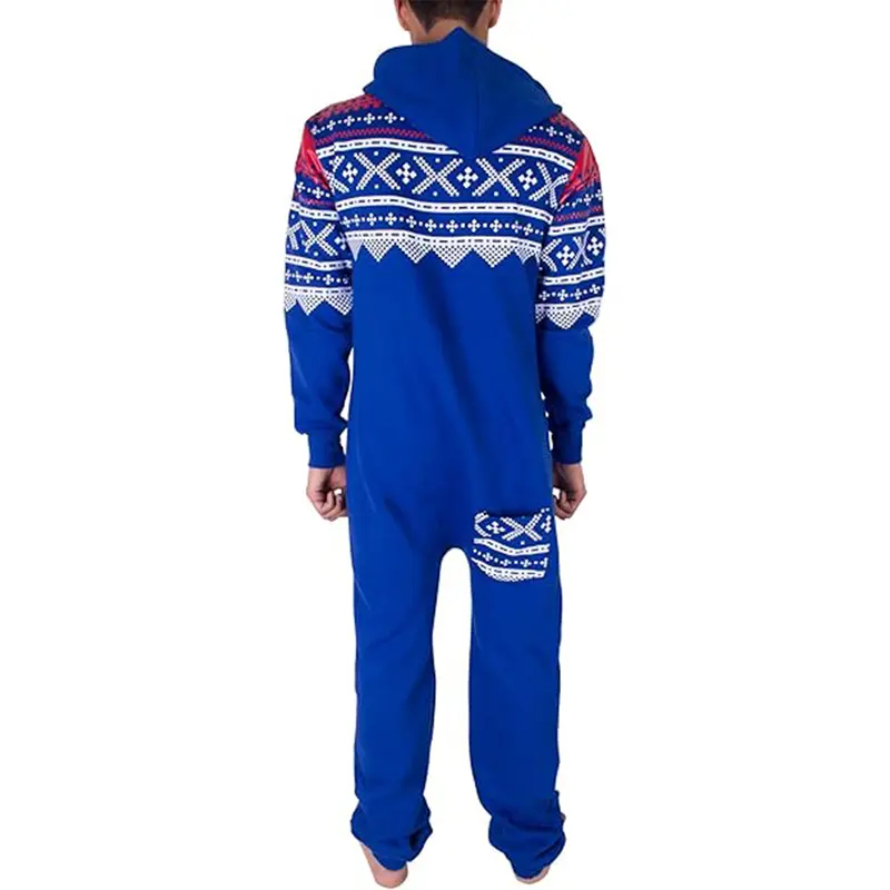 NOROZE Men’s Aztec Onesie Jumpsuit Warm and Cozy Hooded Zip Up Onesies All in One Nightwear Playsuit UK Size S-XXL 5