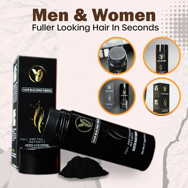 Yasbro Hair Fibres and Spray Applicator Set for Men and Women - Natural Looking Hair Fibres Powder and Spray - 2 Counts - Haircare 3