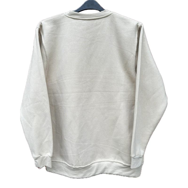 The Pumpkin Spice Café Official Embroidered Crew Neck Sweatshirt - A warm beige super-soft sweatshirt with embroidered details (a collegiate style centre slogan, a pumpkin & autumn leaves). Boxy fit, crew neckline, cuffed sleeves and bottom hem. 2