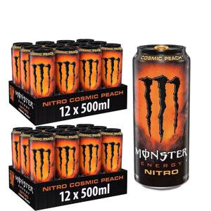 Monster Energy Nitro Cosmic Peach PMP - Pack of 24 x 500ML - Nitrogenated Fruity Flavor Energy Drink - New Limited Edition Beverage Sport