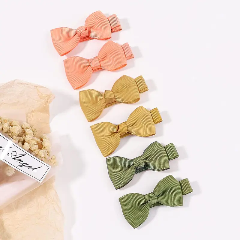 40 Pcs Small Size 2 Inch Baby Hair Clips Baby Hair Bows Craft Bows Ribbon Bows with Full Ribbon Covered Hair Bow Clips for Baby Fine Hair childrens  bows 3