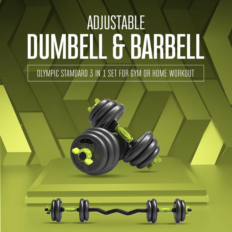 STRONGWAY Adjustable 6 in 1 Dumbbell Barbell Kettlebell Push Up Set - 20KG, 30KG and 40KG SETS with Adjustable Weight Bench 4