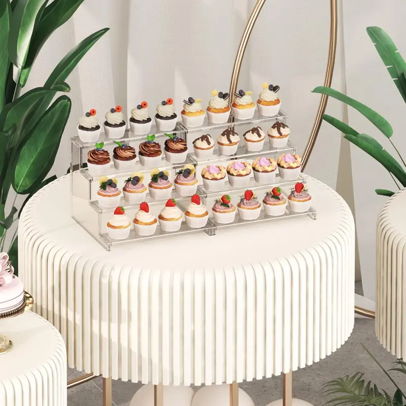 Lifewit 4 Tier Clear Cupcake Stand, Display Shelf for Cupcake, Desserts, Figurines, Display Risers Stand for Holiday, Birthday, Wedding Party Decor 6