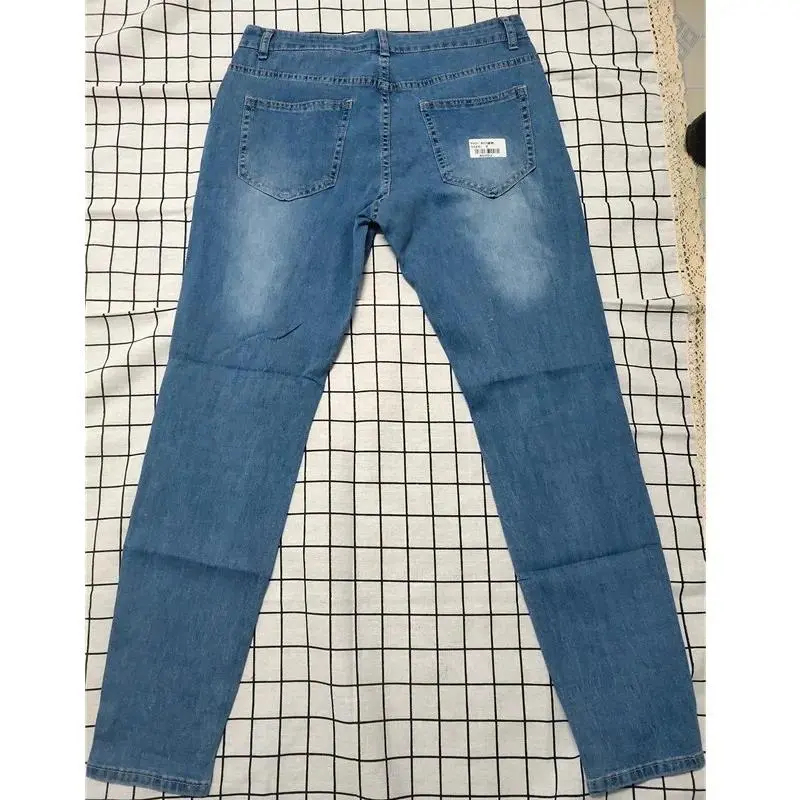 Embroidered jeans men cotton elastic ripped skinny jeans slim fit loose jeans men trousers streetwear 4