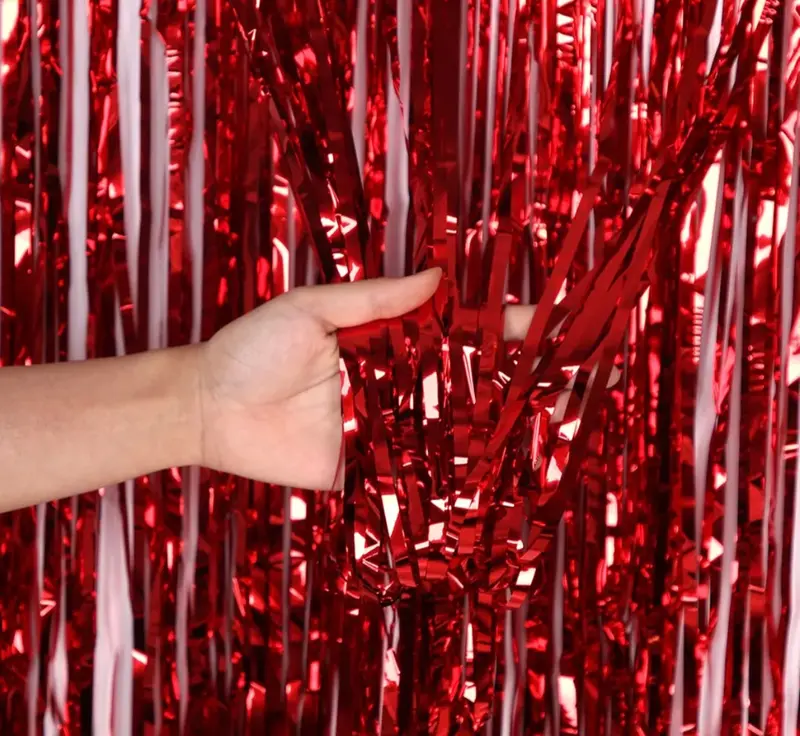 Lootilyo 2pcs 1m * 2m Foil Curtain Decoration for Wedding Birthday Party Bridal shower Holiday Party Light Pack Photo Plastic Backdrop 3