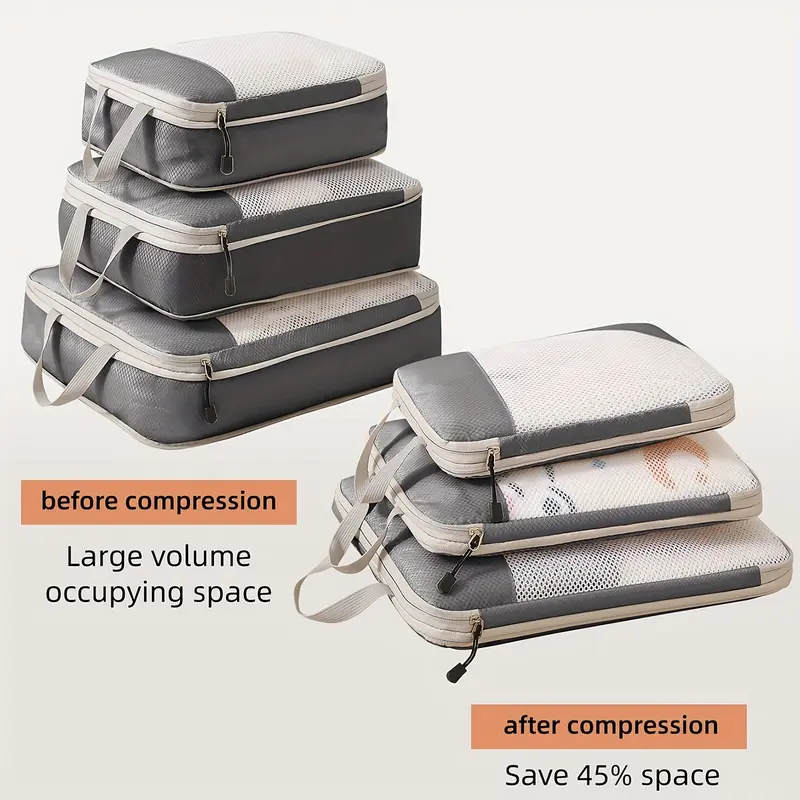 3 Set Compression Packing Cubes, Travel Essentials for Carry on Suitcases, Travel Bags Luggage Organizers 6