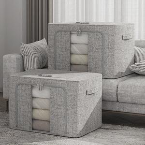 Lifeideas Metal Frame Foldable Fabric Storage Box with Window and Zipper,Home Storage Organiser Bag,24L/66L/100L,Grey