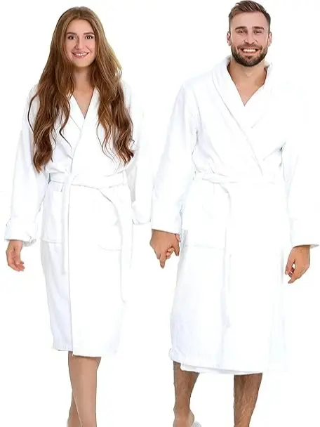 Supreme Unisex Cotton Bath Robe with Soft Collar and Long Sleeves - Highly Absorbent and Quick Drying for Ultimate Comfort - Loungewear, Womenswear Comfortable Gowns Medium Petite Shawl Nightwear 4