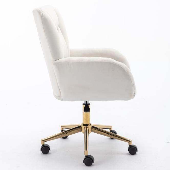 Full KD Velvet Fabric Material Adjustable Height Swivel Home Office Chair For Indoor Office With Gold Legs, Ivory /Pink /Brown /Green 7
