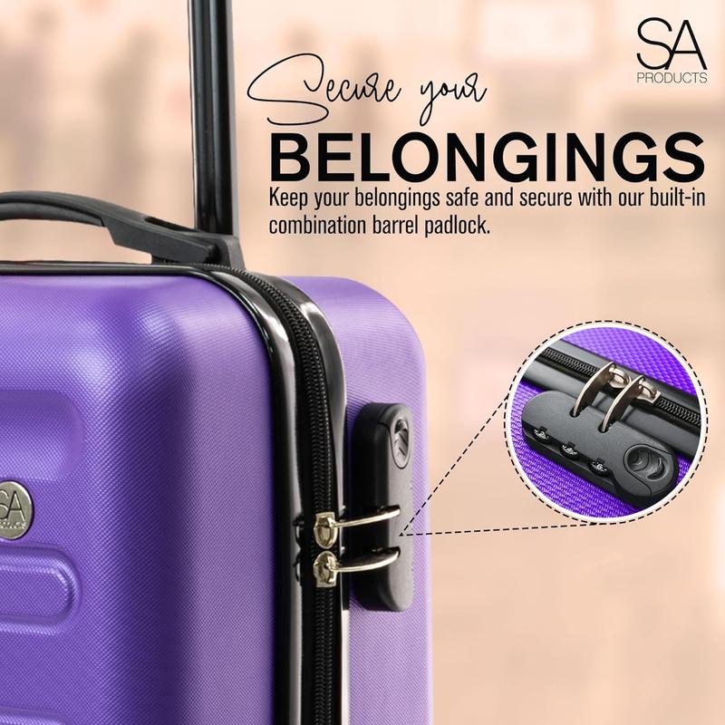 Cabin Suitcase, Carry on Suitcase, Easy Jet 45x36x20 Cabin Bag | Lightweight Suitcase Telescopic Handle, Hard Shell Small Suitcase with Wheels | Travel Cabin Luggage Suitcase (Purple) 1