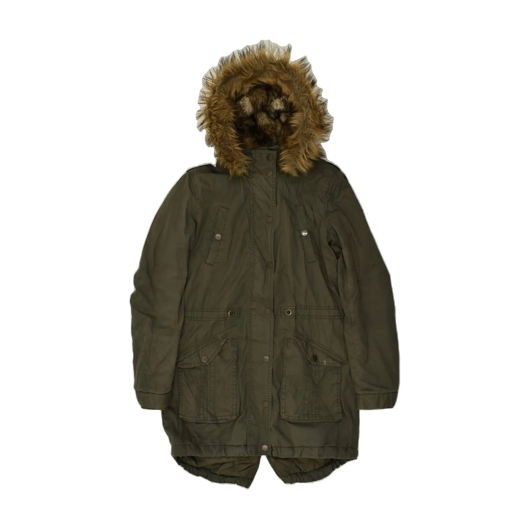 Pre-Owned Vintage FAT FACE Womens Hooded Parka Jacket UK 8 Small  Green Cotton