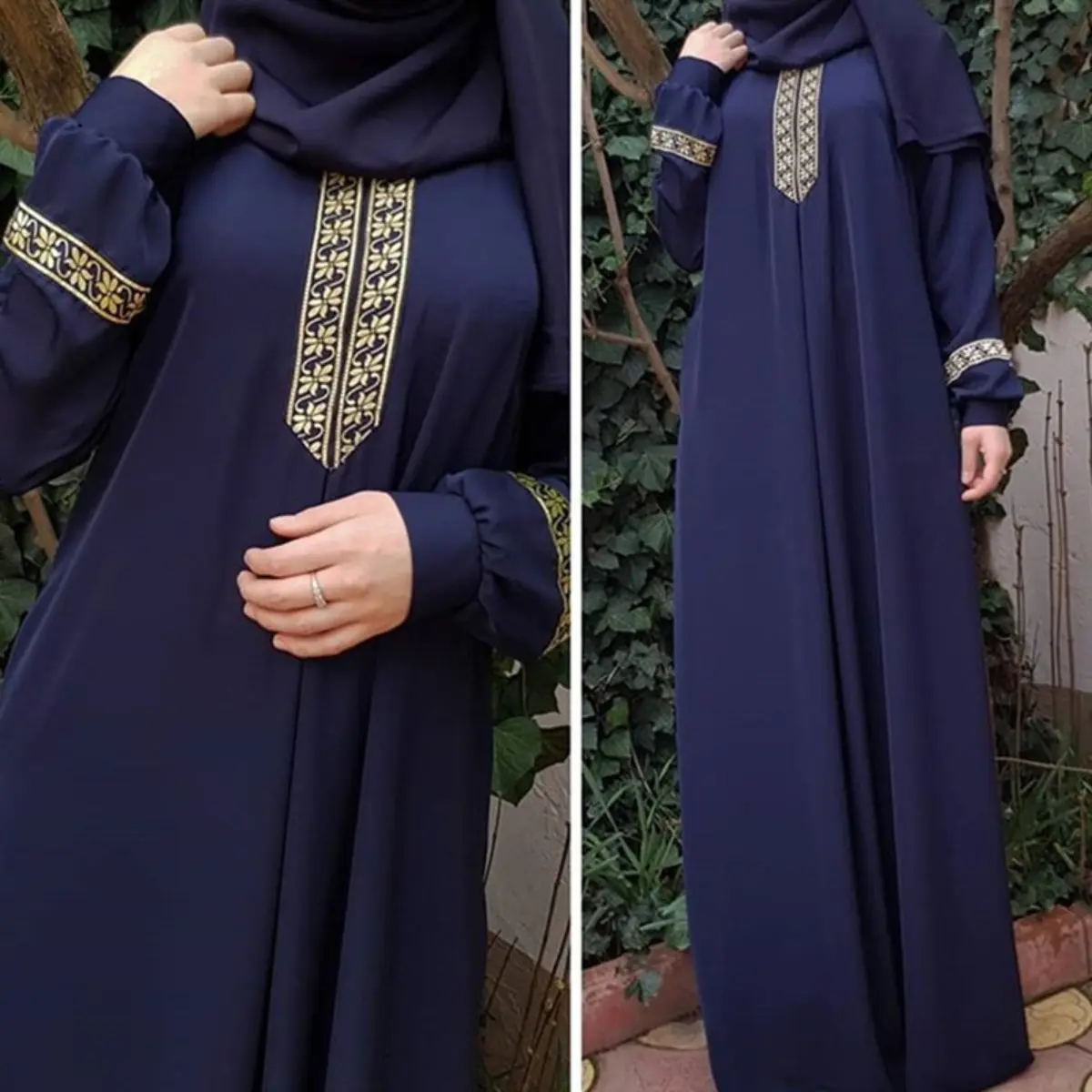 Women's Side Pockets V Neck Moroccan Style Long Maxi Dress Comfort Shirt WomensWear ModestWear