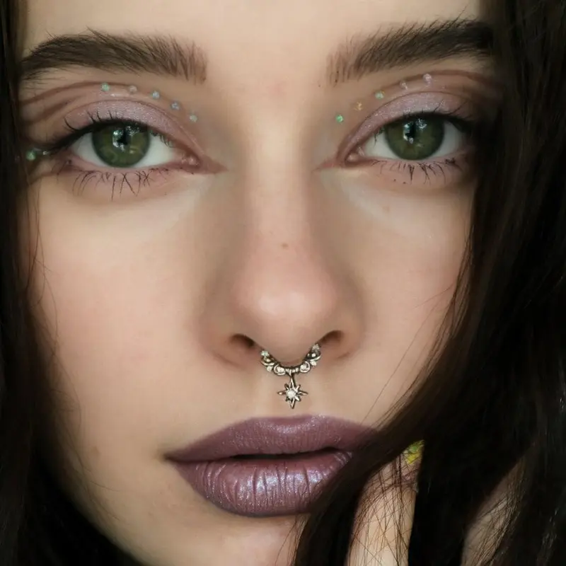 OUFFER 16G Star/Moon/Planet Dangle Septum Ring Helix Silver Gold Jewelry Earrings 3