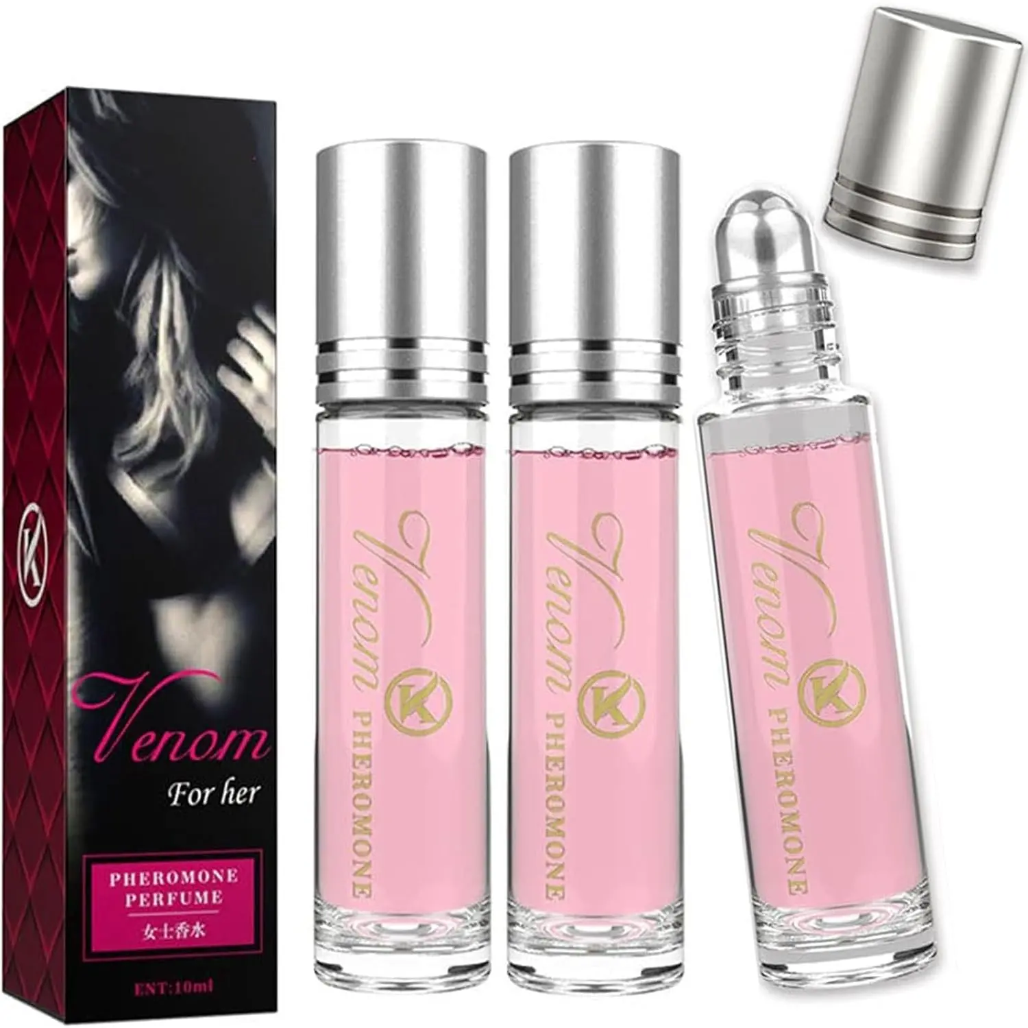3pcs Pheromone Perfume for Women,Venom Pheromone Perfume Infused Essential Oil,10ml Natural Fragrances Concentrate Body Perfume Oil for Women to Attract Men