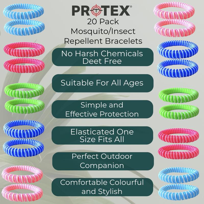 Waterproof Mosquito Repellent Bracelet, 20 Pack, Deet-Free Eva Wrist Bands, Effective Protection, Insect Mosquito Repeller Bands for Adults & Kids, Insect Repellent Protection, Resealable 20 Pack 1