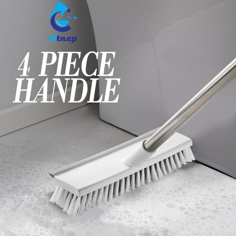 Floor Squeegee Broom Scrubbing Brush with Stiff Brush Bristles and 3PC Broom Handle for Home and Commercial Use - Bathroom Cleaning Brush, Floor Brush Indoor for Tile or Wood Surfaces Smooth Cleaner Plastic Tool Plastic Tool Wooden 5