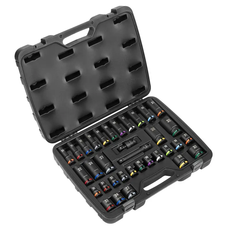 Sealey Premier Impact Socket Set 1/2"Sq Drive 34pc Colour Coded 0