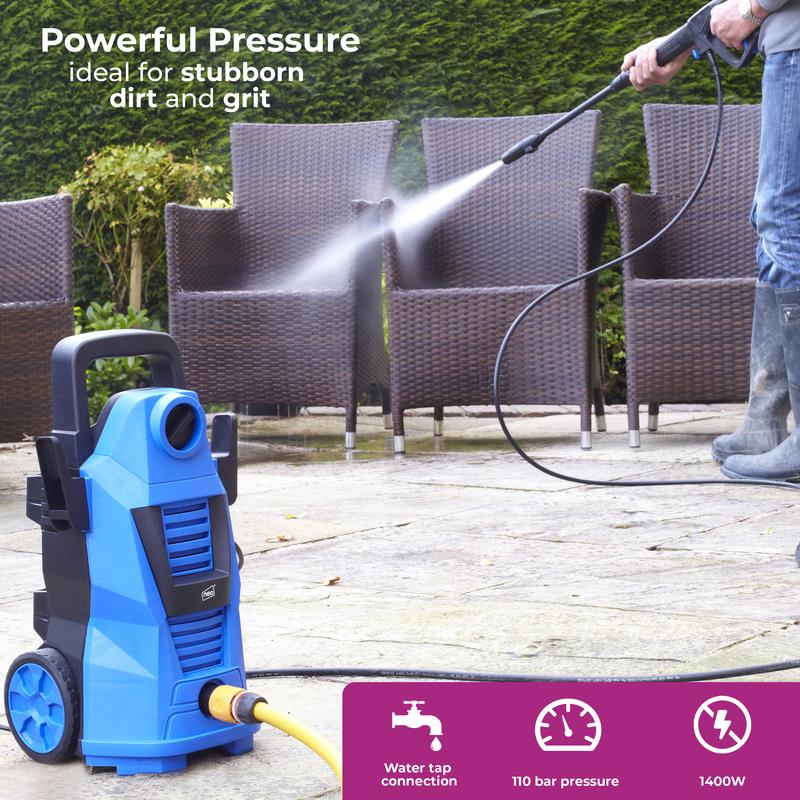 Neo Electric High Pressure Washer with Adjustable Nozzle and Washer Brush 5