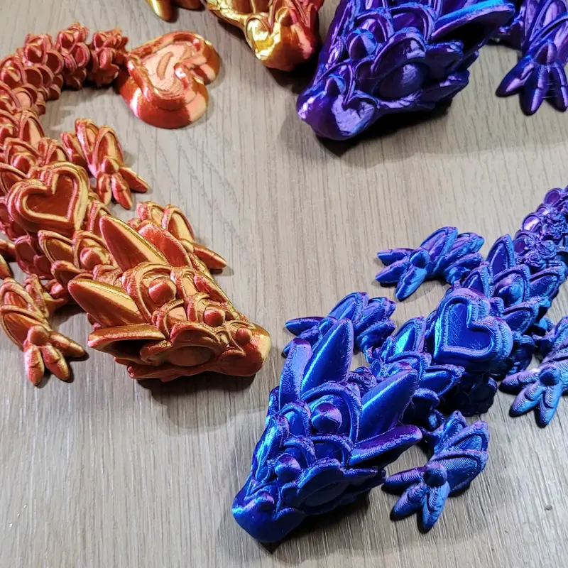 Heart Dragon  - Articulated & Flexible 3D Printed CinderWing3D Magical Shiny Ornaments Gift 3