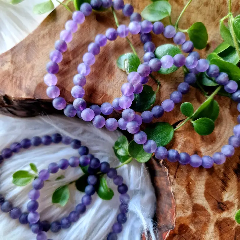 Matt Amethyst 6mm beaded bracelet (1pc) 0